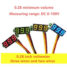 Module Voltmètre 0.28" - 0V à 100V - afficheur LED - Bleu/Jaune/Vert