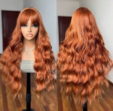 Perruque Rousse Wig Synthétique Orange Foncé Longue Ondulé - Kit Complet Pro