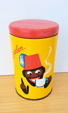 ANCIENNE BOITE RONDE EN TOLE PUBLICITAIRE BANANIA  Y'A BON...