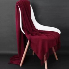 Large Echarpe châle étole bordeaux, rouge vin cachemire mélangé top qualité