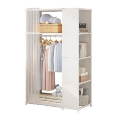Armoire Rangement Penderie Tissu Portable Chambre Garde-Robe Blanc