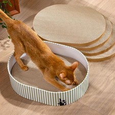 Griffoir pour Chat avec 4 Planches Grattage, Boîte Grattoir Chat Carton Ondul...