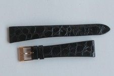 Bracelet montre Wittnauer 17 mm croco noir + boucle vintage (61088)