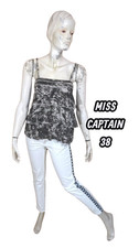 Miss Captain Taille 38 débardeur habillé haut top tee shirt gris T-shirt