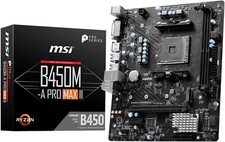 Carte Mère MSI B450M-A Pro Max DDR4 SDRAM Pc Ordinateur Jeux Vidéo 4k Bureau