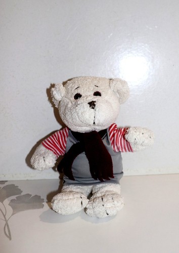 Peluche ourson blanc - , habillé