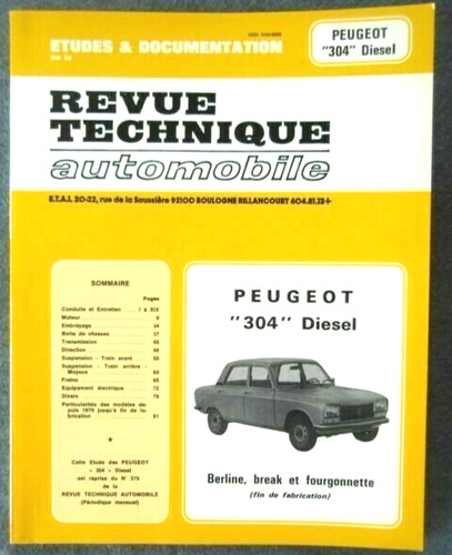 Revue technique peugeot - technique, 304