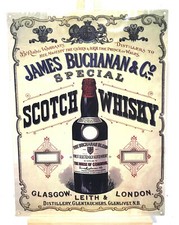 Plaque publicitaire tole whisky James Buchanan & Co 