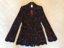 GEORGES RECH VESTE DENTELLE NOIRE DOUBLURE GRENAT