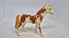 PLAYMOBIL CHEVAL TACHETE MARRON BLANC ARTICULE SANS SELLE LEGEREMENT PASSE...