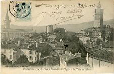 CARTE POSTALE // DRAGUIGNAN VUE D'ENSEMBLE DE L'EGLISE ET A LA TOUR DE L'HORLOGE
