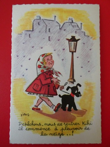 Cpa caniche noir kiki - caniche,