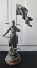 Sculpture Jeanne D'arc c1900 54 cm régule victorieuse armure Ruffony ? Paris