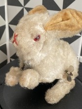Jouet Ancien Lapin Peluche Mécanique À Clé Automate