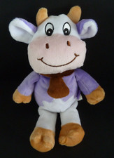*. DOUDOU PELUCHE VACHE MILKA mauve blanc cloche marron 24cm ETAT NEUF*