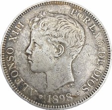 1898 5 Pesetas - Alfonso XIII