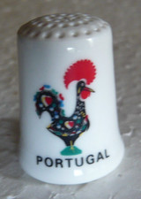 Dé à coudre de collection en porcelaine décoré du coq Portugais