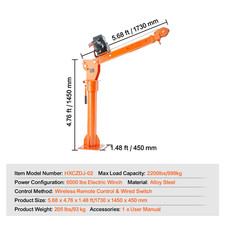 Grue De Chargement Électrique Pour Camionnette 998 Kg Treuil Électrique
