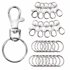LOT DE 1 à 50 FERMOIRS MOUSQUETONS CROCHETS + ANNEAUX PORTE CLÉS CLEFS MÉTAL