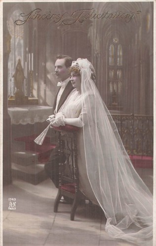 Felicitations couple maries - cp,