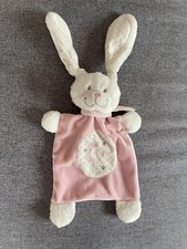 DOUDOU PLAT TEX BABY LAPIN ROSE BLANC ETOILE ARGENT ECHARPE