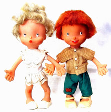 POUPEE LAFLEX 1963 - RARE COUPLE "POIL DE CAROTTE ET CHOUPETTE" - MADE IN FRANCE