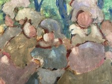 Belle Peinture Abstrait Huile Panneau Bois 1950 Abstraction A Identifier Art