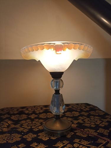 Lampe art deco pied cristal - lampe,