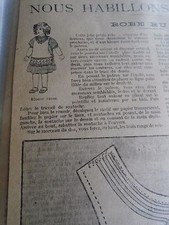  PATRON ORIGINAL POUPEE " BLEUETTE " BLOUSE DE LA ROBE RUSSE NOVEMBRE  1916