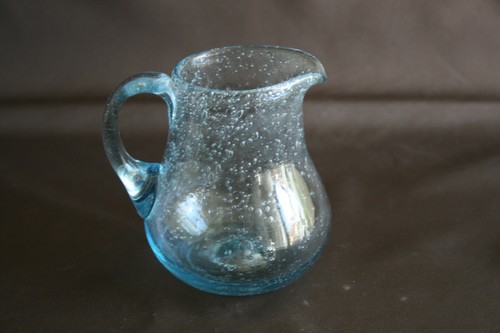 Pichet verre bullé bleu - pichet, en