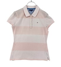 TOMMY HILFIGER T-Shirt À Col Polo Rose Femme Taille M