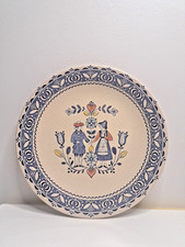Assiette Johnson Brothers Old Granite Hearts & Flowers 25,5cm– décor bleu folk
