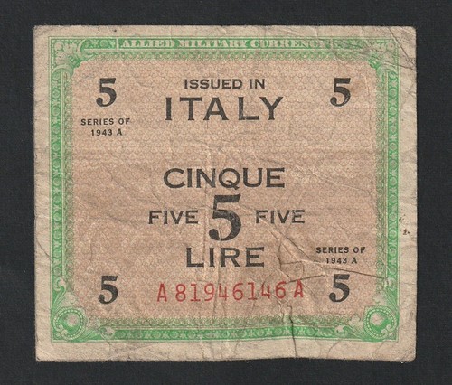 Ww2 lire italie 1943 - 5, lire,