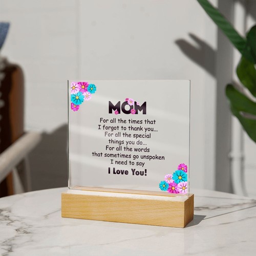 Mom lighted acrylic - mom, plaque