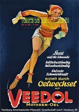huile auto - Veedol Motoren-Oel Hamburg - pin up -1950 - affiche plastifiée