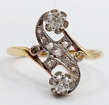 Bague toi et moi antique or 18k diamants taille ancienne (circa 1900)