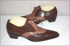 HESCHUNG Escarpins à Lacets Cuir Motifs Python T 6.5  / 39.5 TBE