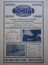1923 PUB SCIM BOREL BEZONS PUTEAUX AVION CHASSE C2 HYDRAVION DEMARREUR AD