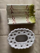 plats a asperge barbotine et égouttoir faïence moutiers