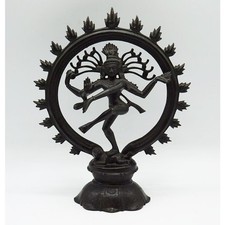 Figure De Nataraja Dansante Shiva En Laiton Noir De Swamimalai 10"