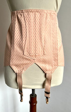 serre taille T46/48 100% coton vintage 6 baleines rose poudré 4 jarretelles 270!