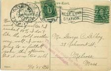 United States 1905 Postcard Kristianstad Park Tivoli Railway Station West Lynn