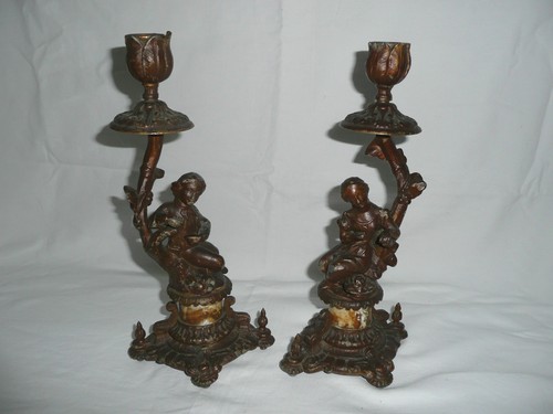 Paire bougeoirs régule fin - bougeoirs,