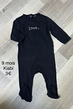 Babygros Pyjama Coton Bleu Love 9 mois  Garçon Fille Été Kiabi