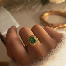 Bague pierre verte femme acier - femme,