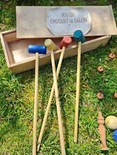 ANCIENNE BOITE A CROQUET DE SALON EN BOIS  JEUX JOUET ENFANT 1900