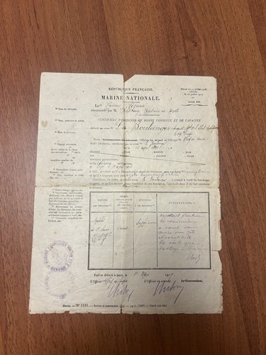 Certificat bonne marine - bonne,