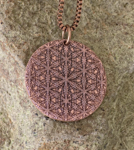 Collier fleur vie cuivre - collier, en
