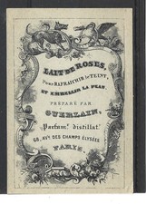 1 étiquette lait de Roses  de Gu"erläin 76x51mm parfait état