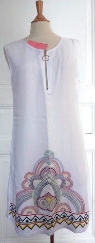 Robe coton blanche - blanche, huafeng
